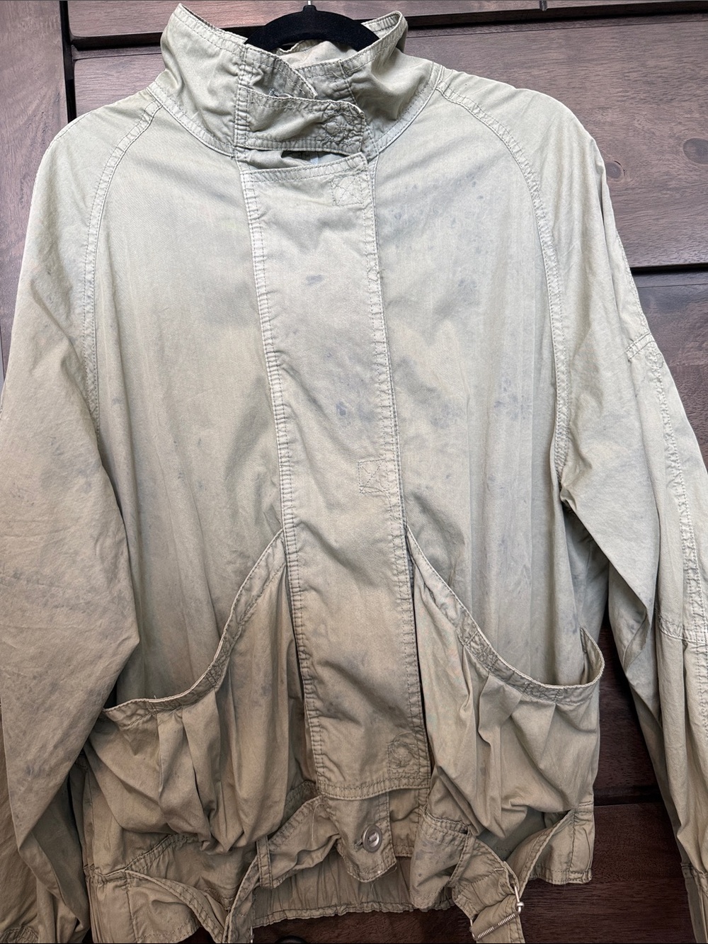 Free People Military Field Jacket in Light Olive Woman’s Size L 24” Pit To Pit